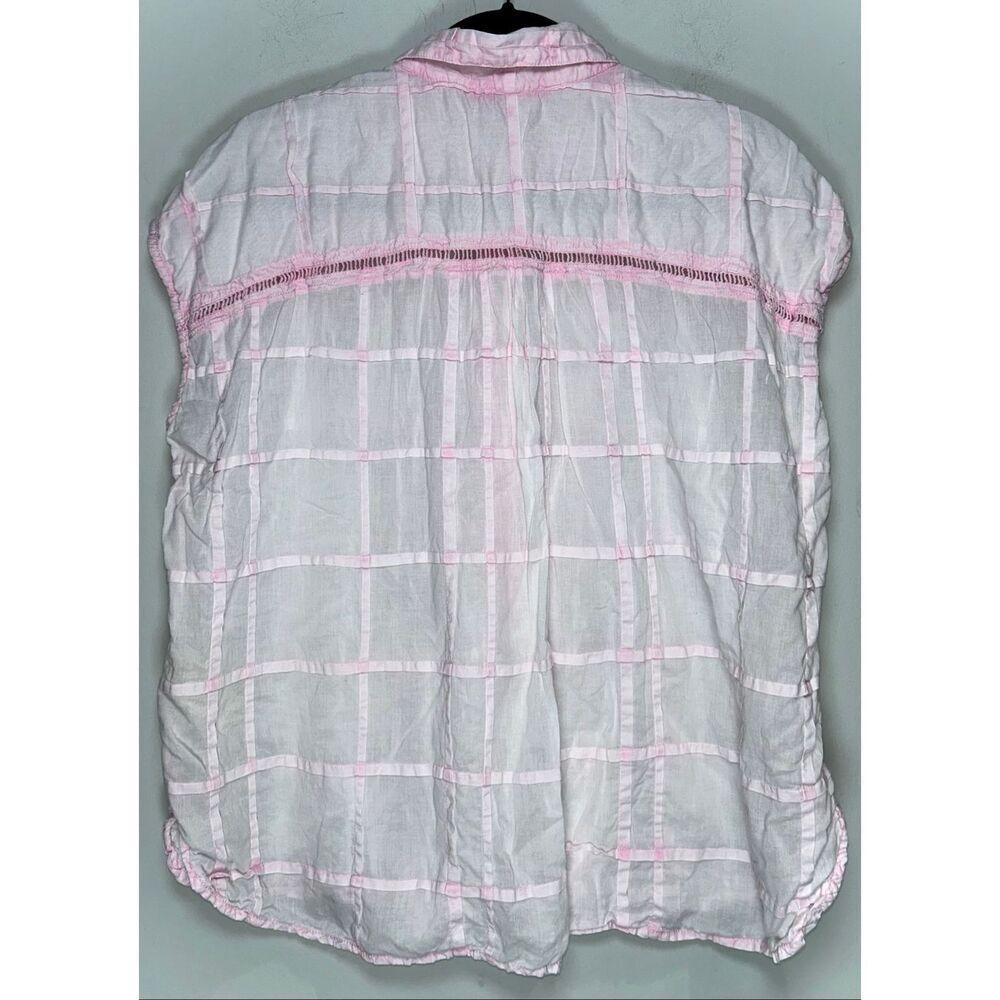 Pilcro Anthropologie pink sleeveless oversized half-button blouse size medium - Picture 2 of 3